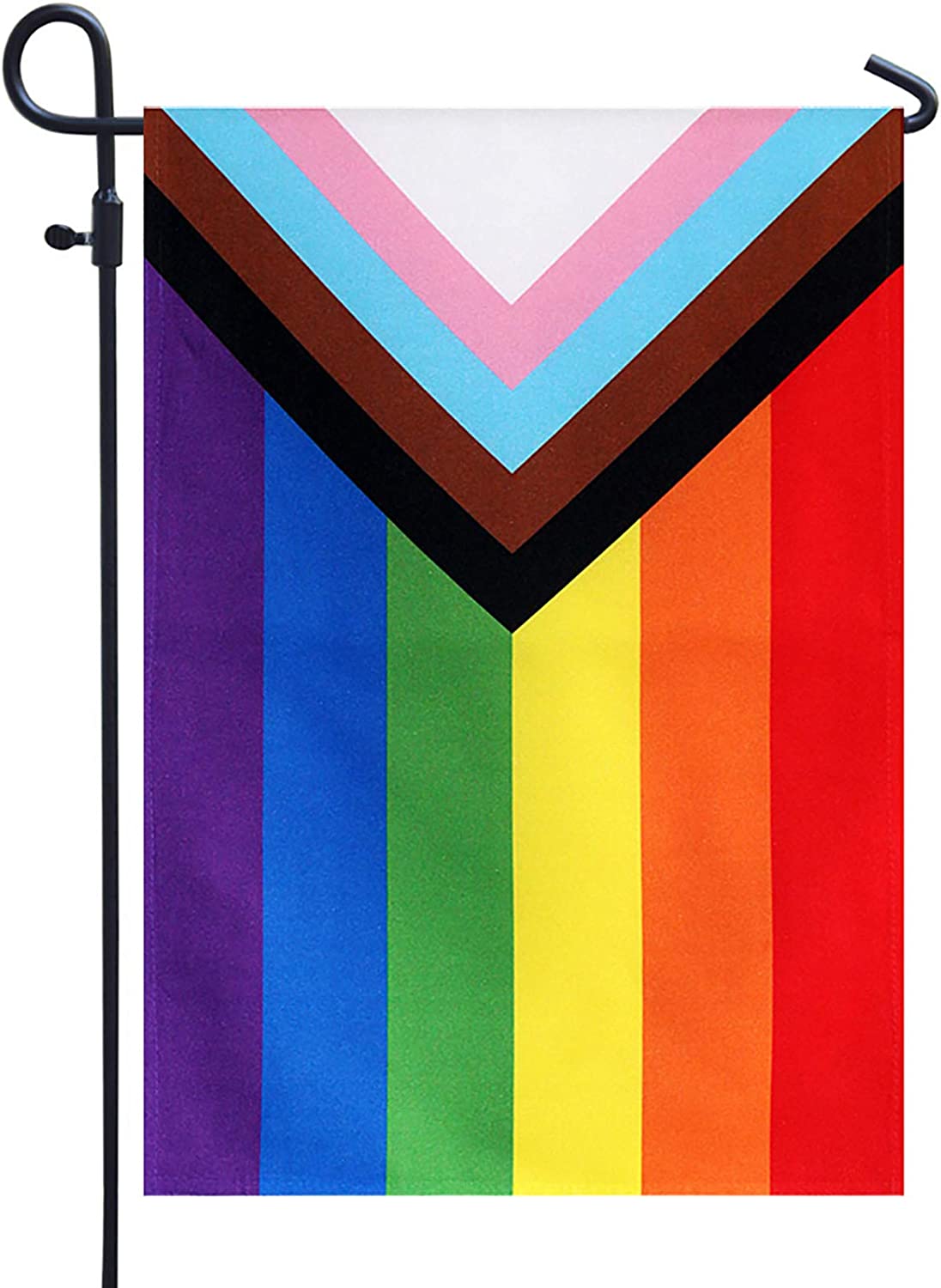 Pack of 10 Progress Pride Garden Flag - Small Rainbow LGBT Flags 12x18 Inch Gay Lesbian Transgender Community Banner UV Fade Resistant for Indoor Outdoor Yard