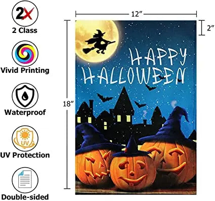 Pack of 2 Happy Halloween Pumpkins Garden Flags 12x18- Double Sided Pumpkin Lantern Yard Flags Banner Halloween Garden Lawn Decorations USA TOP FLAGS,INC