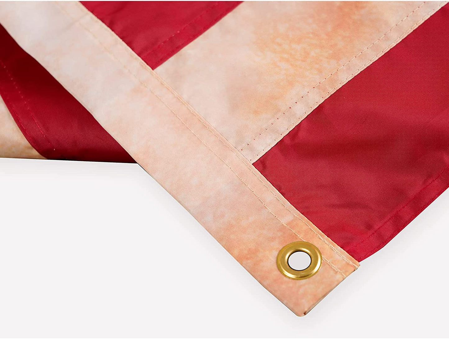 Vintage Tea Stained American Flag 3x5 Feet Made in USA, Embroidered Stars Double Stitched Stripes and Brass Grommets, Durable Heavy Duty Nylon USA Flags