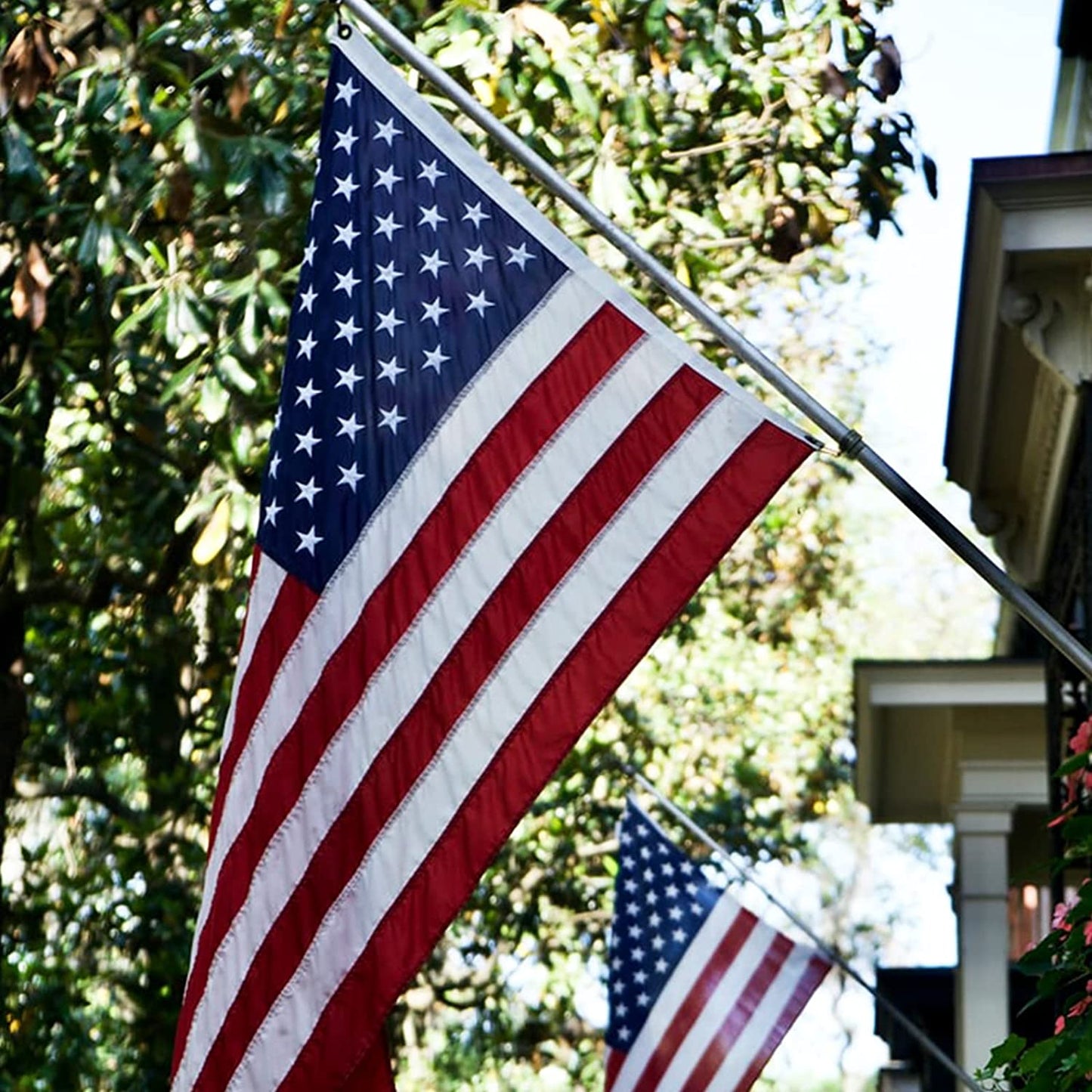 4x6 American Flag Outdoor Heavy Duty - Made in USA Embroidered Star USA 4x6 Ft Flags - Longest Lasting US Made from Nylon Sewn Stripes Indoor With 2 Brass Grommets