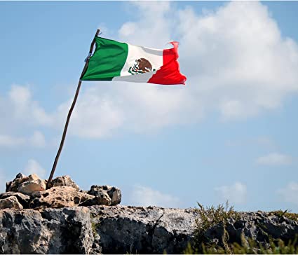 Pack of 2 Mexico Flag 3x5 ft Outdoor, Embroidered Double Sided Mexican National Flags Made in USA, Polyester 210D Heavy Duty Bandera Mexicana MX Mexico Flags with 2 Brass Grommets for Outsides House Room Decoration