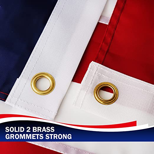 American Flag 2x3 US Flags - Made in USA - Outdoor Heavy Duty United State Flag Embroidered Stars for All Weather High Wind Sewn Stripes With Brass Grommets for Outside