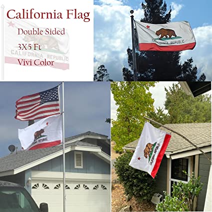 California Flag 3x5 ft Outdoor, 3 Layers Polyester California Sate Flags Double Sided Made in USA, Heavy Duty Ca Flag with 2 Brass Grommets for House Wall Room Decoration(California)