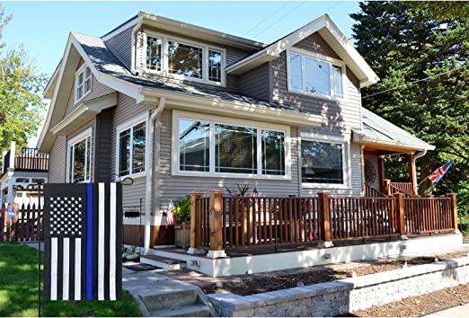 Thin Blue Line Flag Garden Flags 12.5x18 Inch Embroidered Police Flag Blue Lives Matter Back First Responder