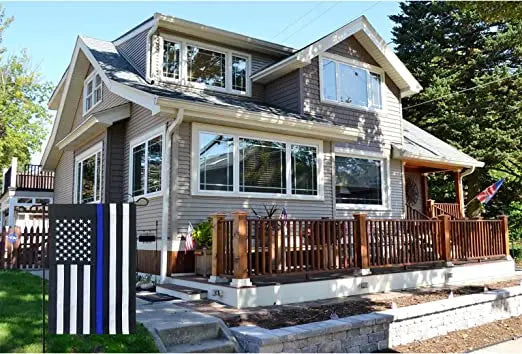 Thin Blue Line Flag Garden Flags 12.5x18 Inch Embroidered Police Flag Blue Lives Matter Back First Responder USA TOP FLAGS,INC