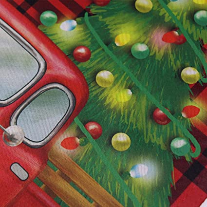 Pack of 2 Christmas Garden Flags 12x18 Double Sided - Red Truck Tree Xmas Holiday Vertical Garden Yard Flags Banner for Small Christmas Outdoor Decorations