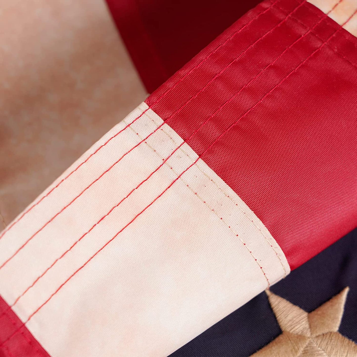 Vintage Tea Stained American Flag 3x5 Feet Made in USA, Embroidered Stars Double Stitched Stripes and Brass Grommets, Durable Heavy Duty Nylon USA Flags