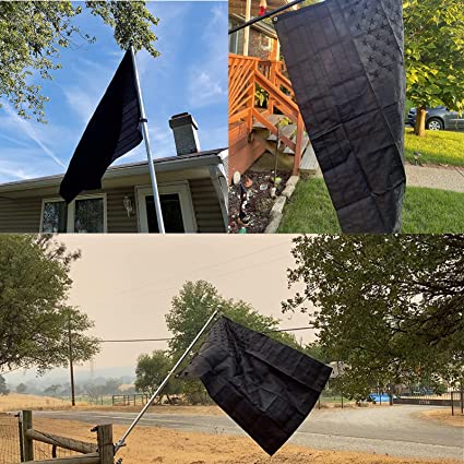 Black American Flags 3x5 ft, Embroidered All Black American Flag for Outdoor Made in USA, Heavy Duty Double Sided American Black Flag with Sewn Stripes 2 Brass Grommets