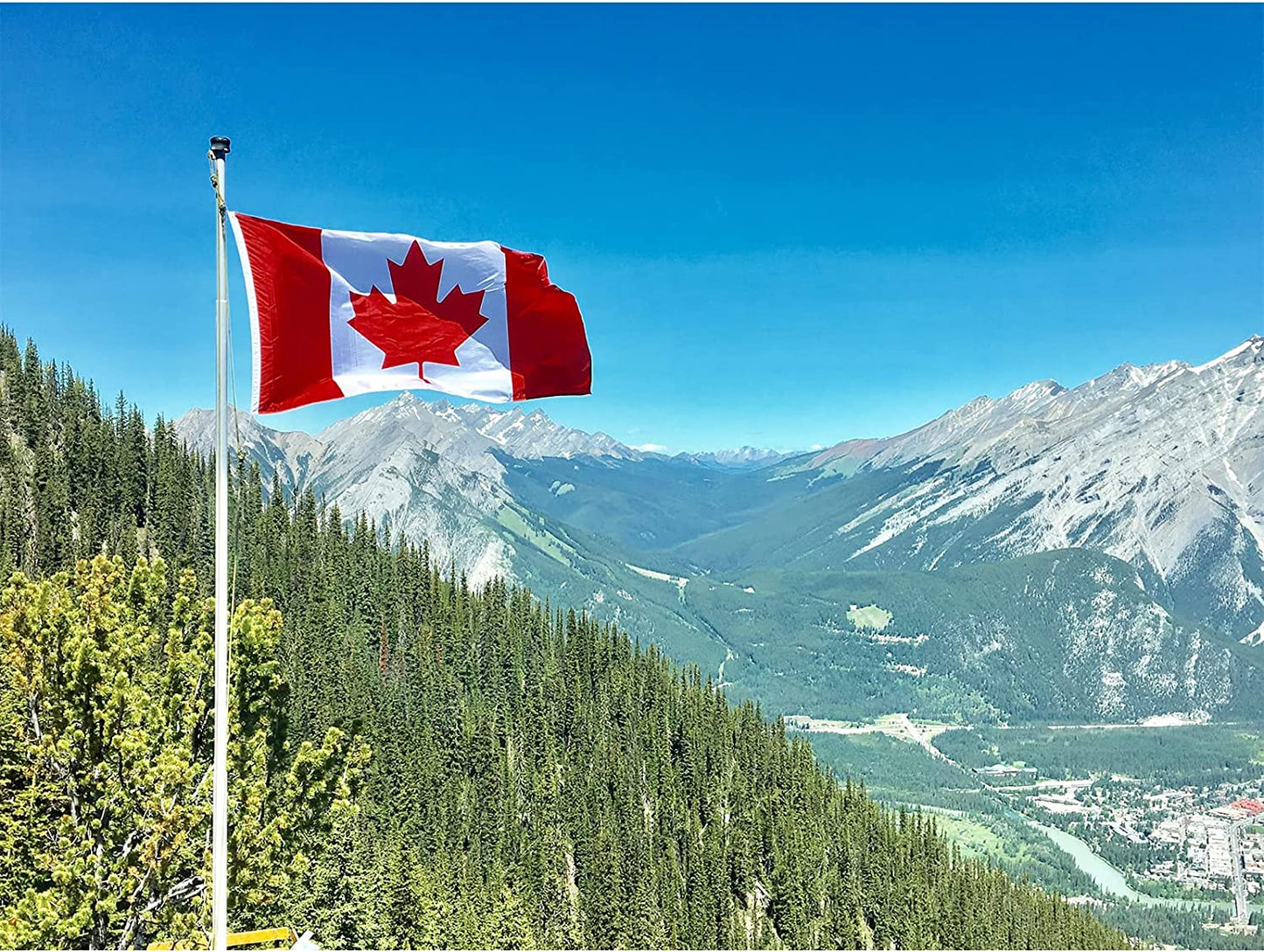 Canadian Flag Embroidered Canada National Flags 3x5 Foot Sewn Stripes Heavy Duty Outdoor with Brass Grommets