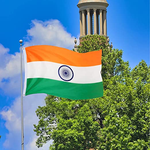 Indian Flag Embroidered India National Flags 3x5 Foot Tricolour Sewn Stripes Heavy Duty Outdoor with Brass Grommets