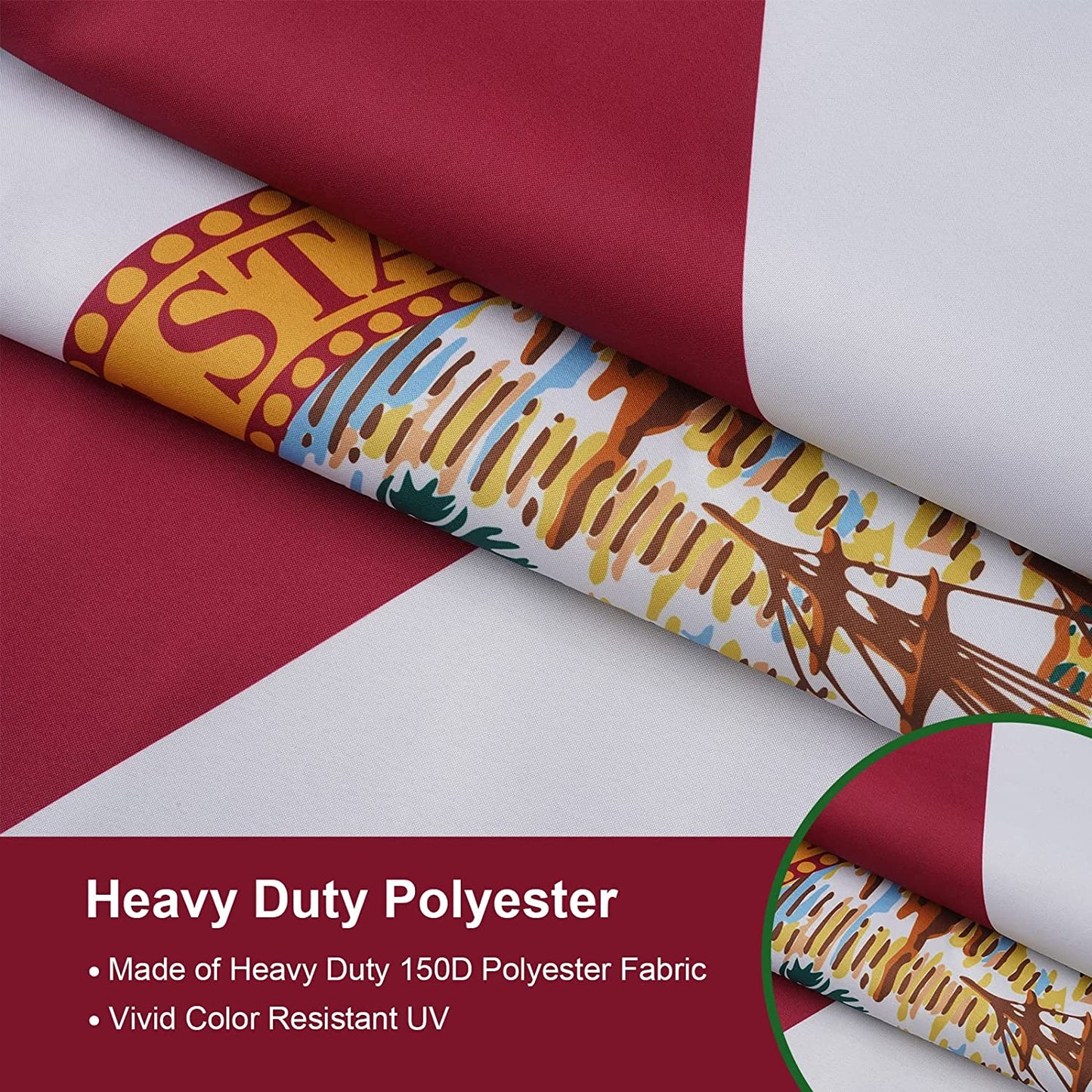 Florida State Flag 3x5 Feet, 3 Ply Double Sided State of Florida Flags with 2 Brass Grommets and Canvas Header, Heavy Duty Polyester Vivid Color Outdoor Banner Made in USA