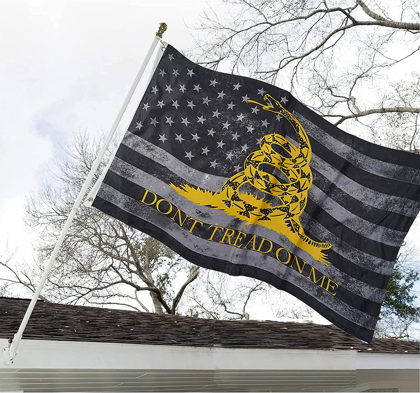 Dont Tread on Me Flag Double Side American Flag- Made in USA Don’t Tread on Me Gadsden Flags 3x5 Outdoor (Grey)