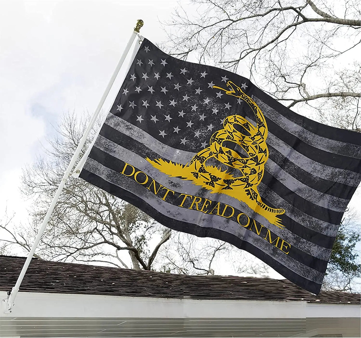 Dont Tread on Me Flag Double Side American Flag- Made in USA Don’t Tread on Me Gadsden Flags 3x5 Outdoor (Grey) USA TOP FLAGS,INC