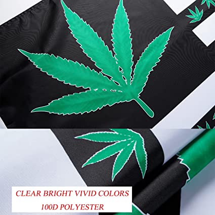 Pack of 2 Marijuana Leaf American Flag 3x5 Outdoor Heavy Duty Polyester Marijuana 9 Point Leaves Weed Flags Banner with Brass Grommets & Durable Header Vivid Color