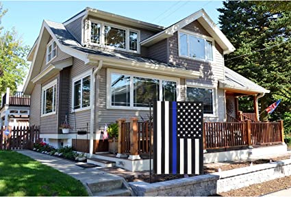 Pack of 10 Thin Blue Line Flag Garden Flags 12x18 Inch Double Side Police Flag Blue Lives Matter Back First Responder
