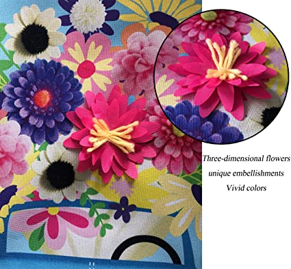 Pack of 2 Garden Flag, Welcome Flower Truck Garden Flag, Double Sided 12.5 x 18 Inches Flag, Blue Car Flag for Outdoor, Farmhouse Homes, Yard Decoration, Fall Gift Set