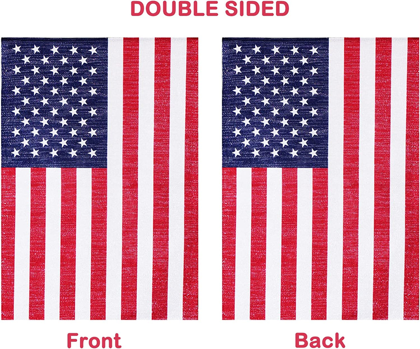 Pack of 2 American 4th of July Garden Flag 12x18 Inch , Double Sided USA US Yard Flags for Lawn Patio Independence Day Decor, Silver Silk Fabric Outdoor Patriotic Banner