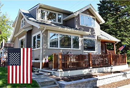 Pack of 10 American Garden Flags Embroidered Stars 12.5 X 18.5 Inch- US USA Double Sided Small American Flag for Yard Banner Patriotic Outdoor Lawn Decoration