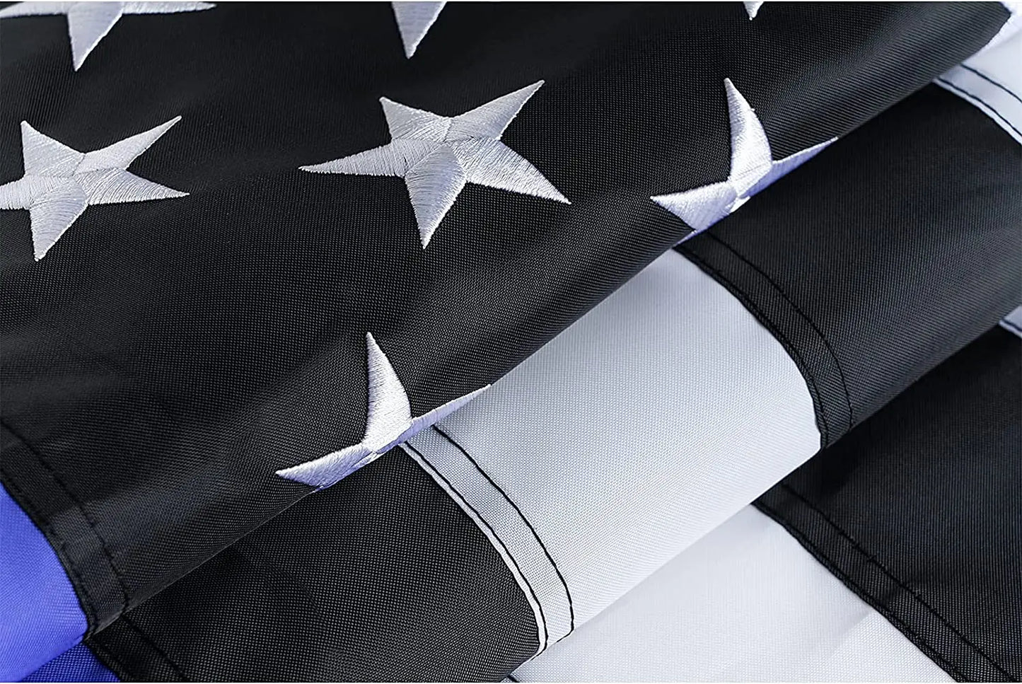 Thin Blue Line Flags Many Sizes Outdoor Made in USA - Embroidered Stars Police Flag, Heavy Duty Back The Blue Flag Stripe Blue Line Lives Matter Flags Banner with 2 Brass Grommets USA TOP FLAGS,INC