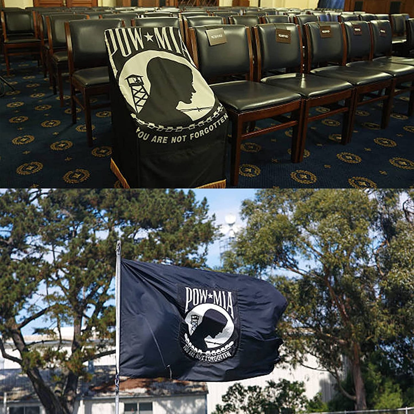 Pow Mia Flag 3x5 Outdoor Double Sided Pow/mia Flags Embroidered Heavy Duty You are Not Forgotten War Powmia Flag with Brass Grommets for Outside