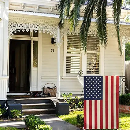 American Flag USA Garden Flag 12 x 18 with Solar Light - LED Patriotic Yard Flags Double Side Small American Flag USA TOP FLAGS,INC