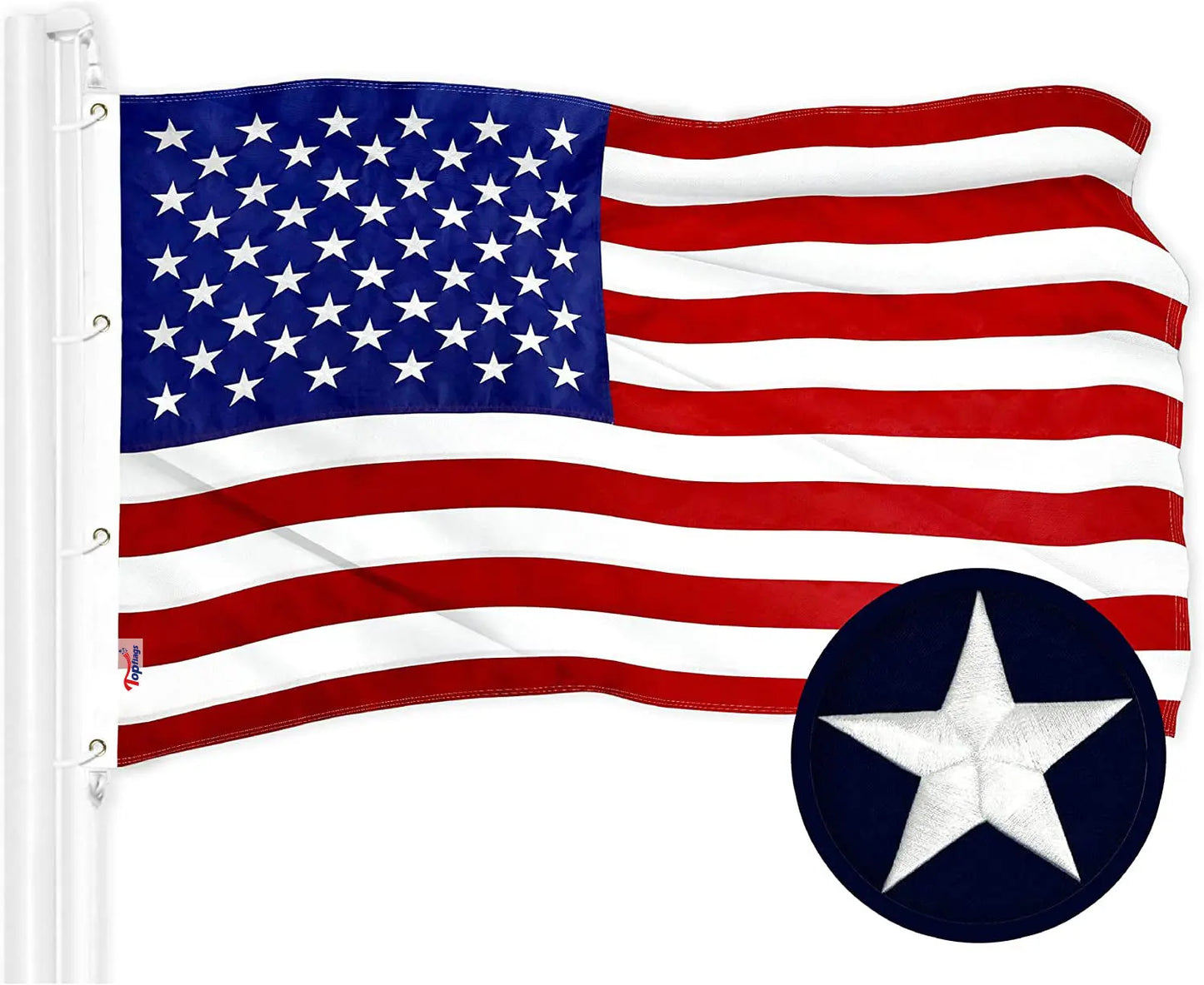 4x6 American Flag Outdoor Heavy Duty - Made in USA Embroidered Star USA 4x6 Ft Flags - Longest Lasting US Made from Nylon Sewn Stripes Indoor With 2 Brass Grommets USA TOP FLAGS, INC
