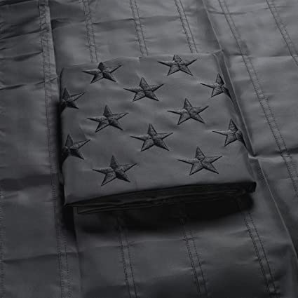 Black American Flags 3x5 ft, Embroidered All Black American Flag for Outdoor Made in USA, Heavy Duty Double Sided American Black Flag with Sewn Stripes 2 Brass Grommets