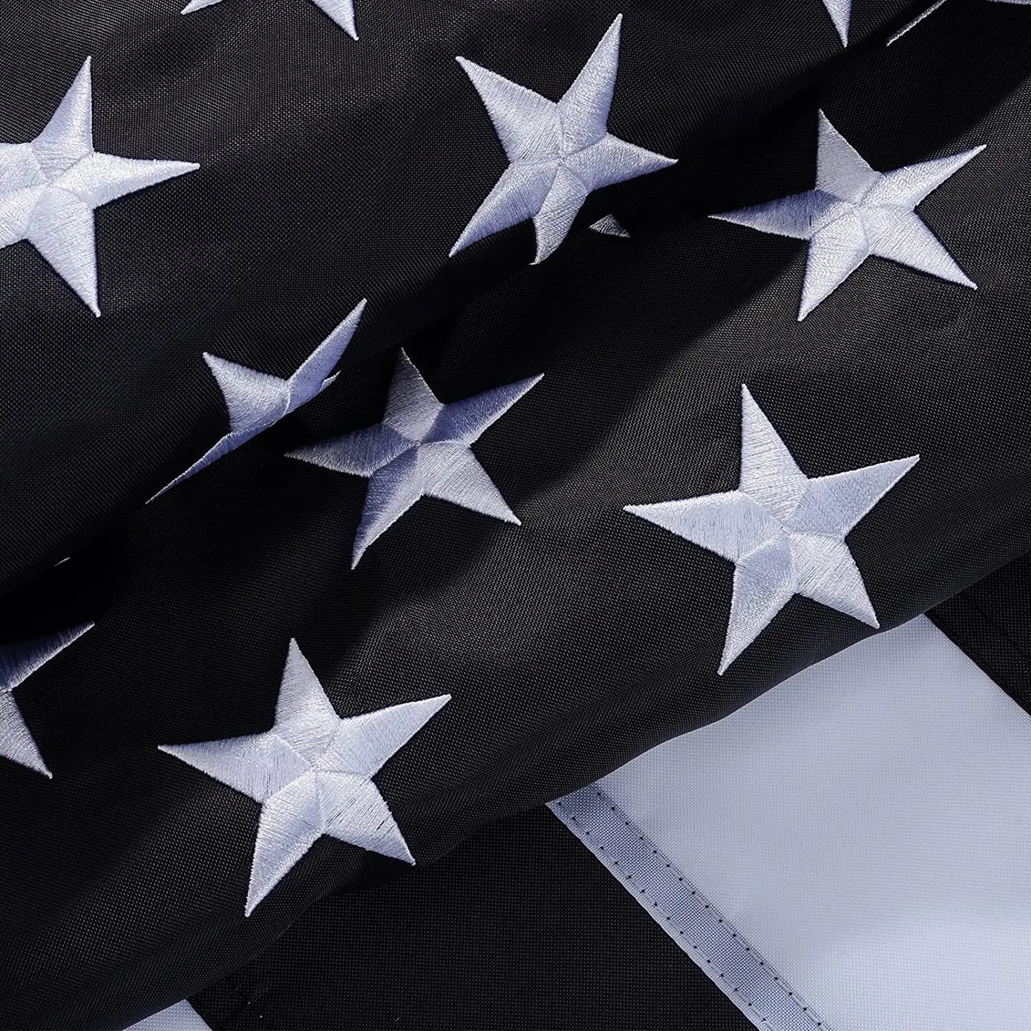Thin Blue Line Embroidered Stars Boat Flag 12x18 Inch, Durable Nylon U.S Police Flags with Sewn Stripes and Brass Grommets for Yacht Motorcycle, Enforcement Officers Outdoor Banner Made in USA USA TOP FLAGS,INC