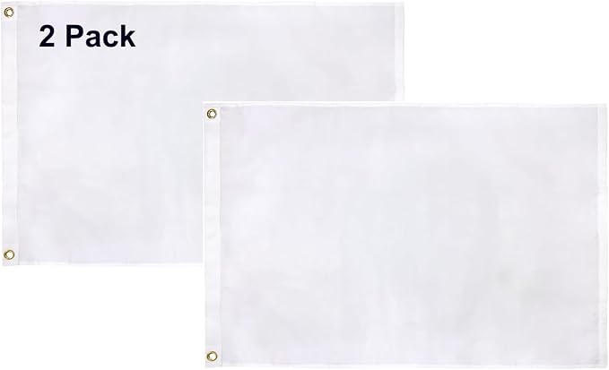 TOPFLAGS Solid White Flag BlanK Flags 2x3 Ft - 2 Packs Create Your Own Solid White Flag DIY Blanks Canvas Banner to Decorate with Brass Grommets USA TOP FLAGS, INC