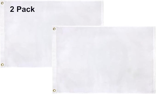 TOPFLAGS Solid White Flag BlanK Flags 2x3 Ft - 2 Packs Create Your Own Solid White Flag DIY Blanks Canvas Banner to Decorate with Brass Grommets USA TOP FLAGS, INC