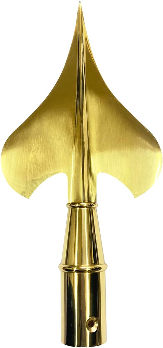 Gold Brass Army Spear for Indoor Flag Pole Topper or Parade Flagpole Finial Topper, for 1-inch Diameter Flagpoles