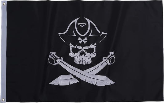 TOPFLAGS 3x5 Ft Dead Man's Chest Pirate Flag - Jolly Roger Flag Embroidered Heavy Duty with 2 Brass Grommets - Vivid Color and Fade Proof Outdoor Pirate Flags USA TOP FLAGS, INC