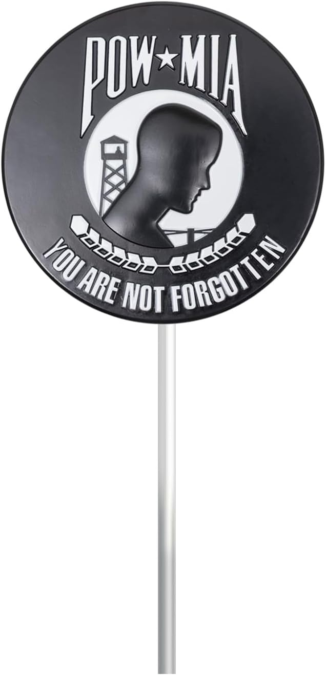 POW MIA Aluminum Grave Marker Kit, with 12x18 Inch USA Flag, Aluminum Veterans Plaque, Memorial Day Gifts, Suitable for Graveside Memorials to Honor Those who Served
