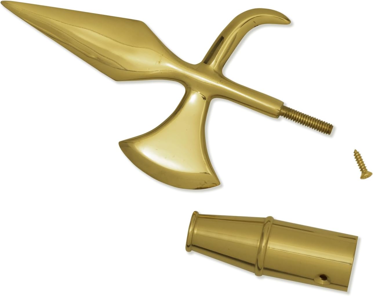 Gold Brass Battle Axe for Indoor Flag Pole Topper or Parade Flagpole Finial Topper, for 1-inch Diameter Flagpoles