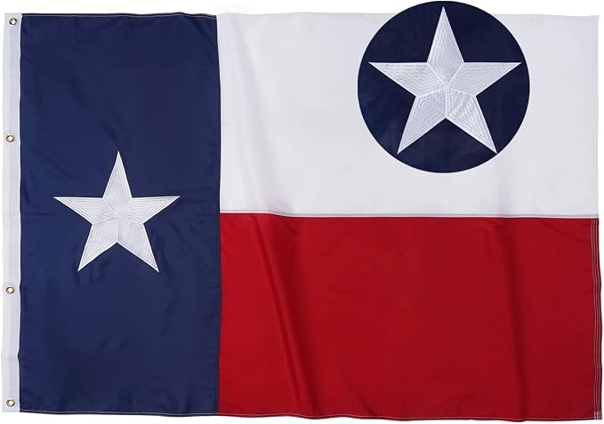 TOPFLAGS Texas Flag 8x12 Heavy Duty Outdoor TX State Flags - Embroidered Star Sewn Stripes for Outside with 4 Brass Grommets USA TOP FLAGS, INC
