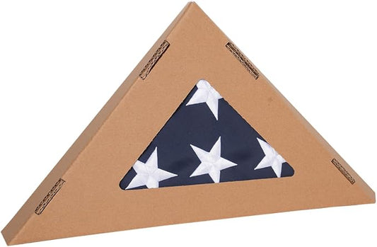 TOPFLAGS Folded American Flag Cotton US Flags 5x9.5 - Cotton Fabric Embroidered Stars Heavy Duty Memorial USA Flag for Indoor Outdoor Sewn Stripes with Brass Grommets Triangle Packaged USA TOP FLAGS, INC