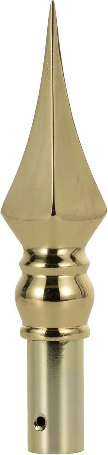Gold Square Spear Zinc Alloy for Indoor Flag Pole Topper or Parade Flagpole Finial Topper, for 1-inch Diameter Flagpoles