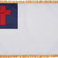 Christian Flag 3x5 Feet with Gold Fringed Made in USA, with Embroidered Christianity Sewn Cross Flags and Pole Sleeve Banner Style, Heavy Duty Polyester Banner for Indoor