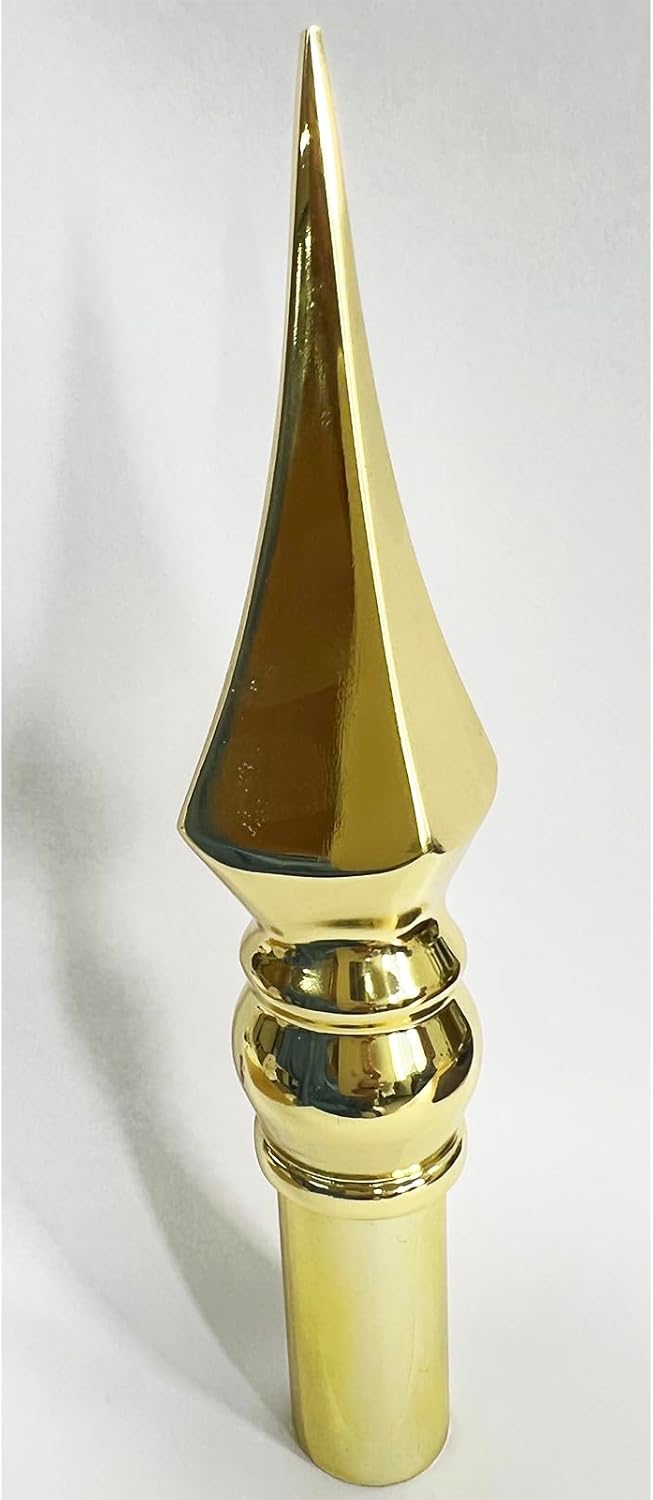 Gold Square Spear Zinc Alloy for Indoor Flag Pole Topper or Parade Flagpole Finial Topper, for 1-inch Diameter Flagpoles