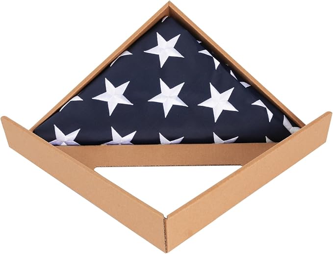 TOPFLAGS Folded American Flag Cotton US Flags 5x9.5 - Cotton Fabric Embroidered Stars Heavy Duty Memorial USA Flag for Indoor Outdoor Sewn Stripes with Brass Grommets Triangle Packaged USA TOP FLAGS, INC