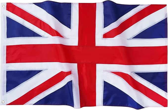 TOPFLAGS British Flag 5x8FT Union Jack UK United Kingdom Flag Embroidered Sewn Stripes Heavy Duty Outside Flags with 2 Thick Brass Grommets USA TOP FLAGS, INC