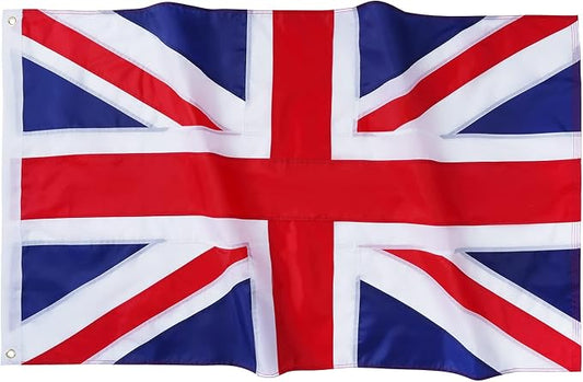 TOPFLAGS British Flag 5x8FT Union Jack UK United Kingdom Flag Embroidered Sewn Stripes Heavy Duty Outside Flags with 2 Thick Brass Grommets USA TOP FLAGS, INC