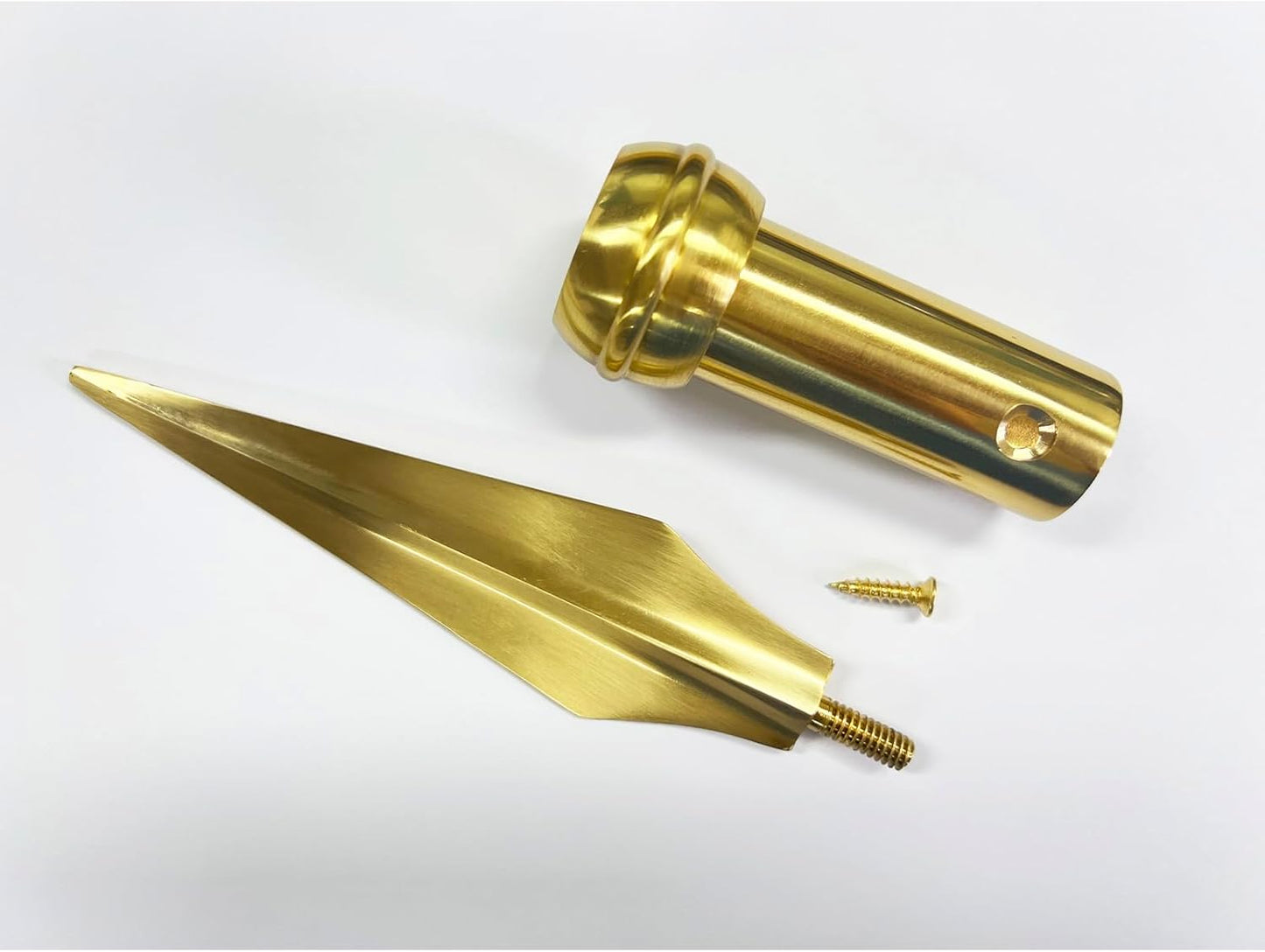 Gold Square Copper Spear for Indoor Flag Pole Topper or Parade Flagpole Finial Topper, for 1-inch Diameter Flagpoles