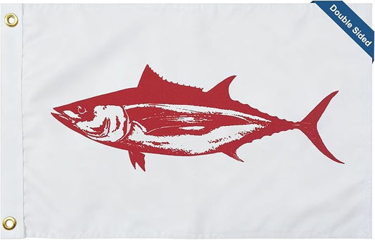 TOPFLAGS Albacore Flag 12x18 Inch Double Sided Heavy Duty Boat Fishing Flag - Vivid Color Fisherman's Catch Flags for Boating | 4 Row Stitched and 2 Brass Grommets USA TOP FLAGS, INC