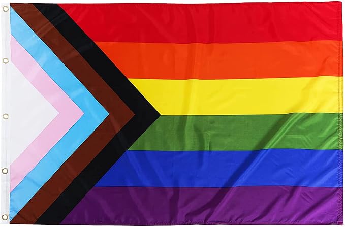TOPFLAGS Pride Flag Outdoor Progress Pride Flags 10x15 Large Gay Bisexual LGBTQ+ Rainbow Banner Fade-resistant USA TOP FLAGS, INC
