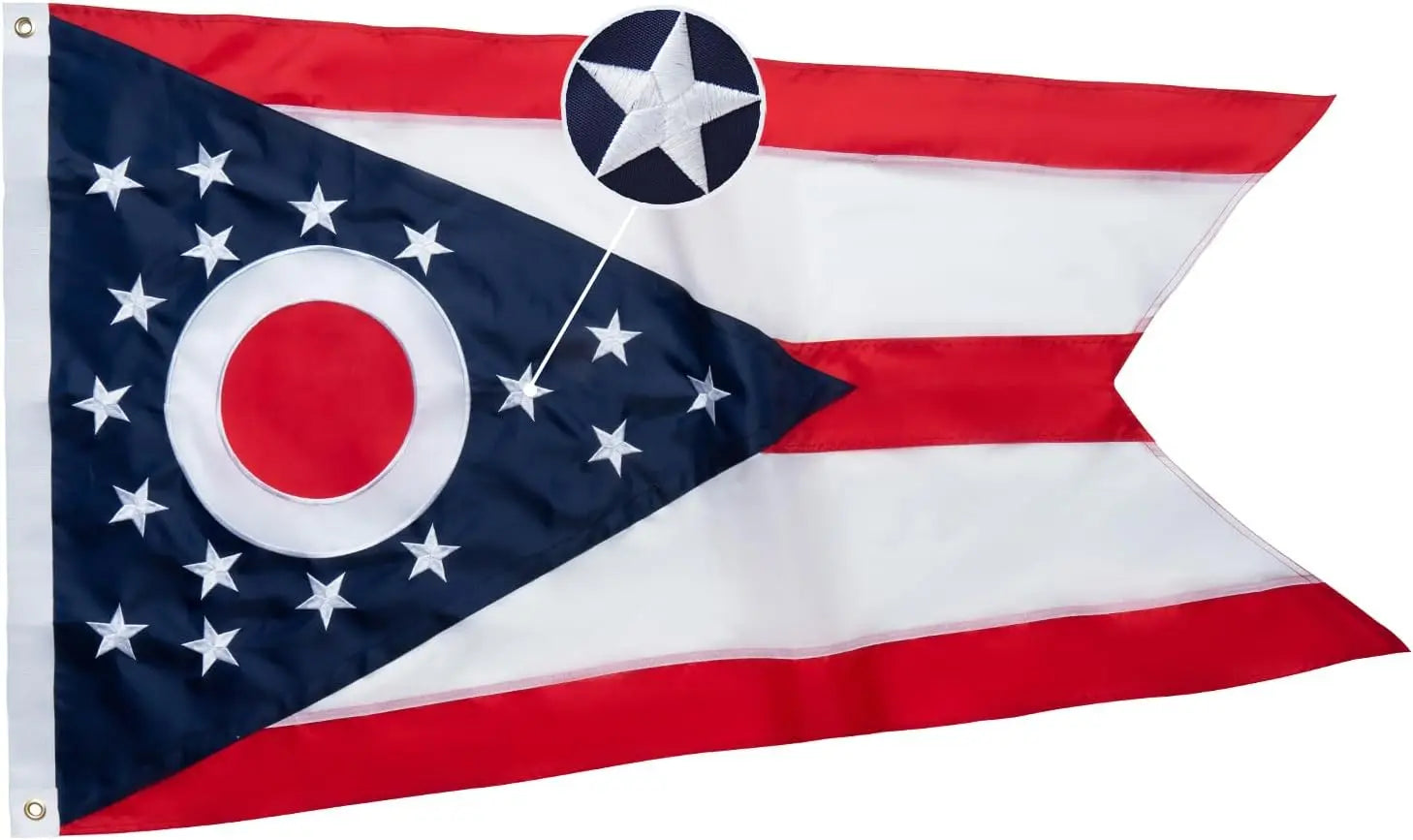 TOPFLAGS Ohio Flag 3x5 Outdoor OH State Flags Embroidered Flag Heavy Duty Sewn Stripes with 2 Brass Grommets USA TOP FLAGS, INC