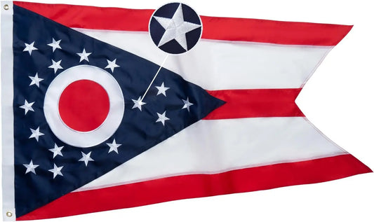 TOPFLAGS Ohio Flag 3x5 Outdoor OH State Flags Embroidered Flag Heavy Duty Sewn Stripes with 2 Brass Grommets USA TOP FLAGS, INC
