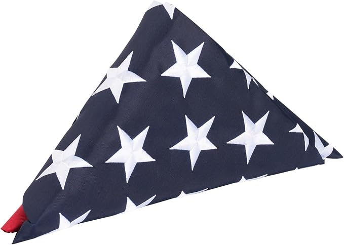 TOPFLAGS Folded American Flag Cotton US Flags 5x9.5 - Cotton Fabric Embroidered Stars Heavy Duty Memorial USA Flag for Indoor Outdoor Sewn Stripes with Brass Grommets Triangle Packaged USA TOP FLAGS, INC