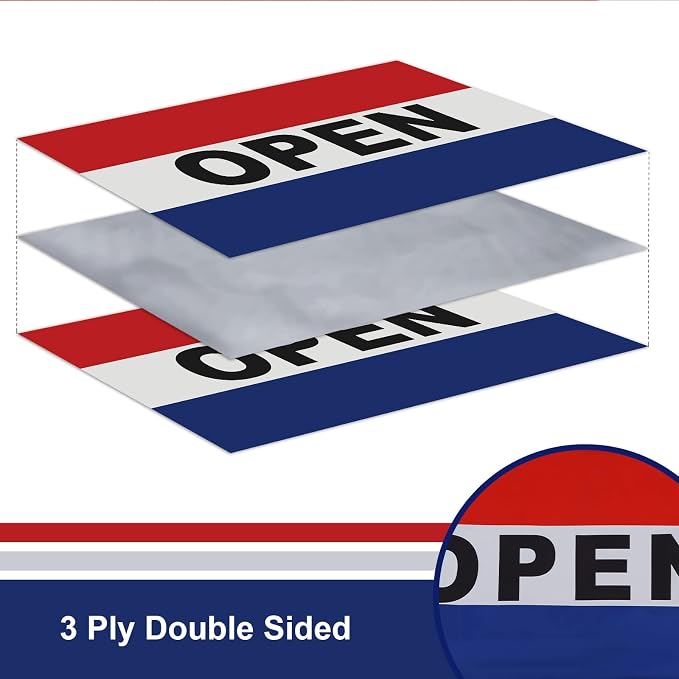 TOPFLAGS Open Flags for Businesses, Open Flag 3x5 Outdoor Double Sided, Durable Polyester and 4 Rows Stitches with 2 Brass Grommets Inside Outside Office Company Boat Banner USA TOP FLAGS, INC