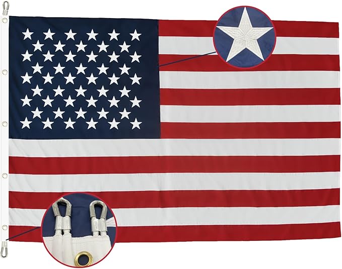 TOPFLAGS American Flag Large US Flags 15x25 FT for Outdoor USA Heavy Duty High Wind Embroidered Stars Sewn Stripes with 5 Brass Grommets Vibrant Color Banner USA TOP FLAGS, INC